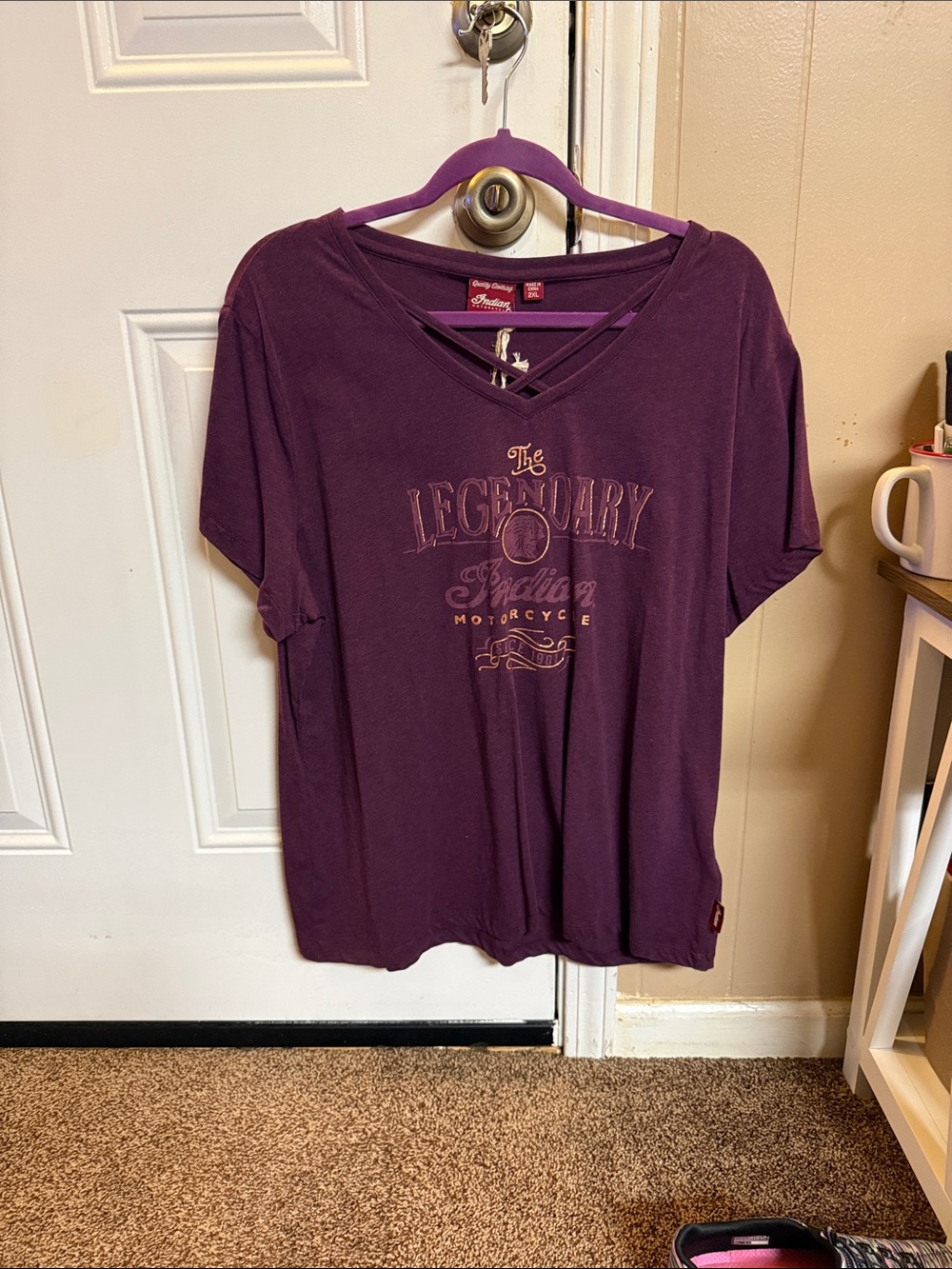 Indian Motorcycle Women's Purple Graphic V-Neck Tee